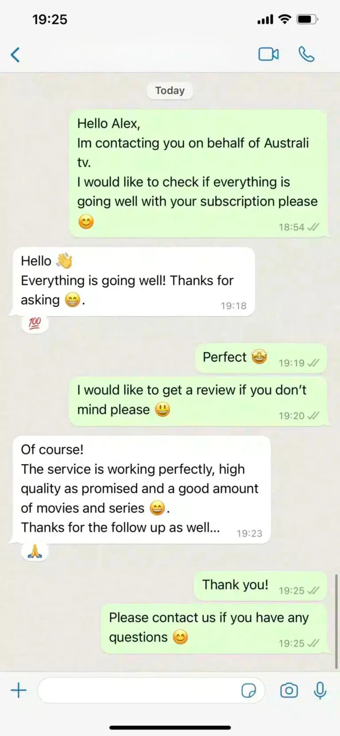 Customer WhatsApp Review 3